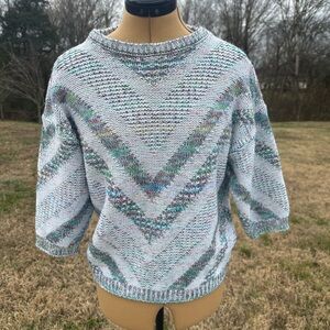 Vintage knit sweater. Across America. Green accents